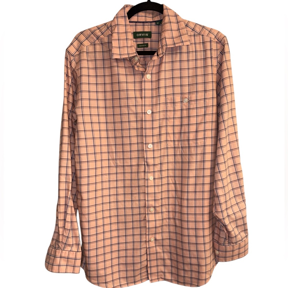 Orvis button down shirt long sleeves w/buttons button collar plaid Size medium